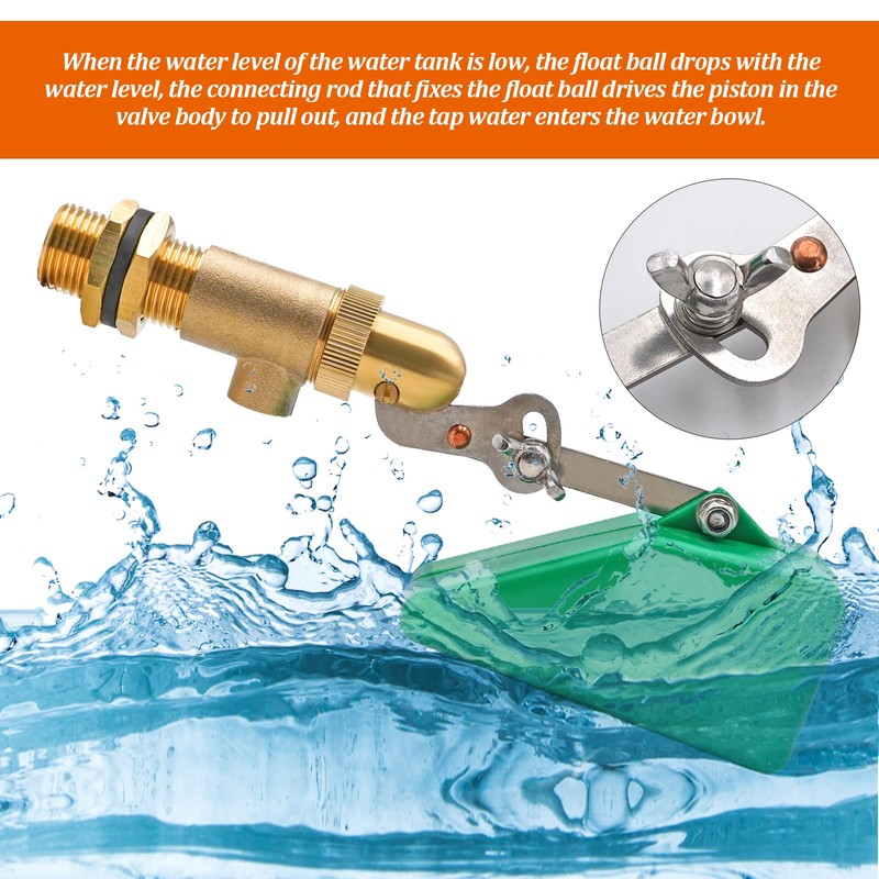 2Pcs Brass Float Valve 1/2 Inch Livestock Water Tank Float