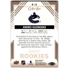 2022-23 Upper Deck O-Pee-Chee Glossy Gold #R12 Andrei Kuzmenko Rookie Card RC Hockey Card Vancouver