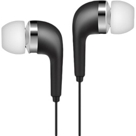 Sluswallow Black Wired Earbuds Headphones- in-Ear Noise Rejection Universal 3.5mm Stereo Sport Headset with Mic for School Gaming Sports Music Black One Size, Earbud Headphones