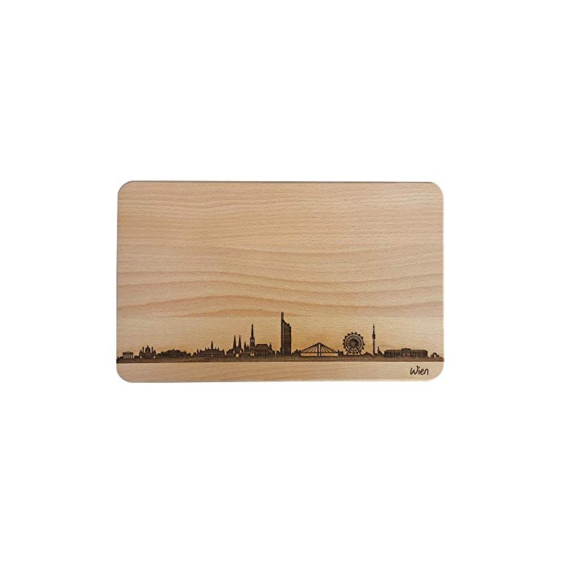 Brotzeitbrett Wien Skyline | Beech Breakfast Board | Wooden Chopping