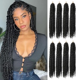 8 Pack Passion Twist Crochet Hair Passion Twist Hair Curly Crochet Hair Extensions for Black Women Crochet Braids Hair Extensions for Braiding Hair (black passion twist hair, 14 Inch (Pack of 8))