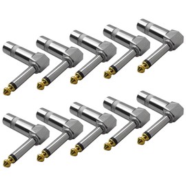 10-PK 1/4" Right Angle Plugs - 6.35mm Guitar Plug TS Mono Male Solder Jack Connector Audio 90 Degree Right Angle Plug Cable Connector by BLUE ELF