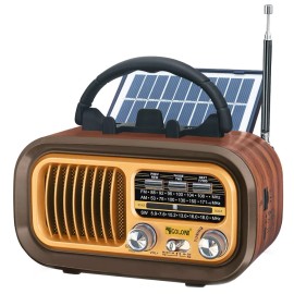 Unbraded Premium AM/FM/SW Retro Radio Bluetooth Speaker MP3 Player Solar DC 5V Dcell