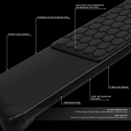 DNA MOTORING 5 Inches Wide Powder Coated Side Step Nerf Bar Running Boards Compatible with 11-18 Ram 1500 Quad/Extended Cab,STEPB-ZTL-8244-SSBK