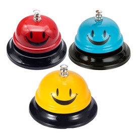Sveudvdis 3 Pcs Call Bell Desk Bell for Service, Smile Call Bells with Metal Anti-Rust Construction,Front Desk Bell for Hotel, Restaurant, Office, Schools