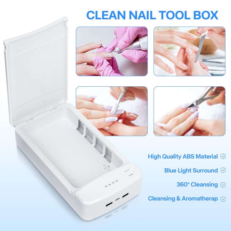 Nail Tool Sterilizer with Blue Light,LXIANGN Portable USB Sterilizating Box