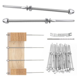 Muzata 30 Pack 1/8" Cable Railing Hardware Kit Hand Swage Threaded Stud Tensioner for 4x4 2x2 Wood Metal Post T316 Stainless Steel Deck Cable Railing System CR39