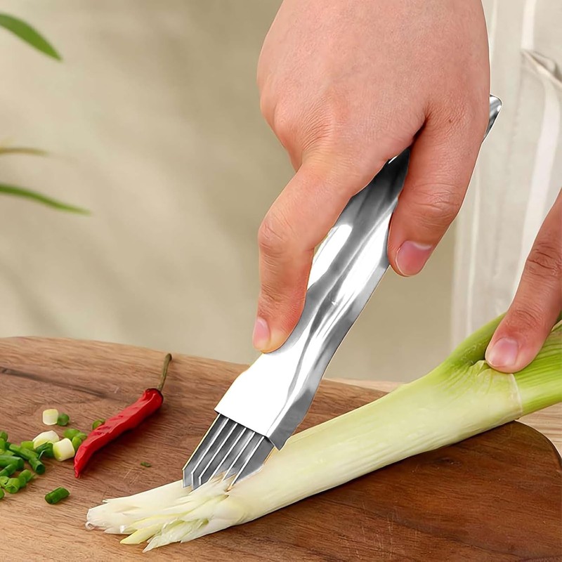 Linyongc Stainless Steel Shred Silk Cutter, 2Pcs Green Onion Cutter,