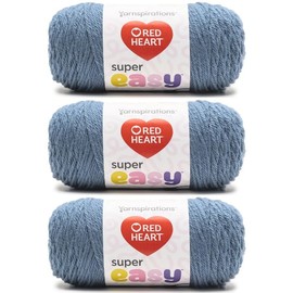 Red Heart Super Easy Blue Jeans Yarn - 3 Pack of 250g / 8.8oz - Acrylic - #6 Super Bulky - 238 Yards - Knitting/Crochet