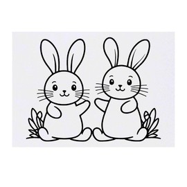 'Joyful Rabbits' Temporary Tattoo - Water Resistant, Skin-Safe, Non-Toxic Transfer (TO00078469)