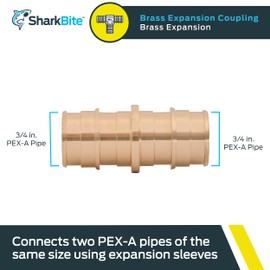 SharkBite 3/4 Inch Expansion Coupling for PEX-A Pipe, Brass Plumbing Fittings for PEX-A Tubing, UAB016LFA