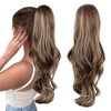 AOWVUTS Wavy Ponytail Hairpiece, Long Wavy Curly Hair Extension, Synthetic