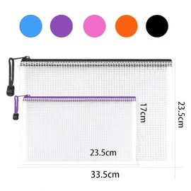 Plastic Wallets, 20Pcs A4, A5 Plastic Zip Wallets with 2Pcs Medium-Sized Labels, Mesh Waterproof Zipper File Folders Lock Bags, Document Storage Bags for School, Office, Travel, Receipts Storage