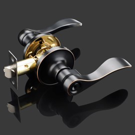 3 Pack Keyed Alike Entry Door Lever Oil Rubbed Bronze, Indoor/Outdoor Door Handles Set for Interior/Exterior Door, Front/Home Door Lock Handle, Leversets for Bed/Bath Room, Universal Handing