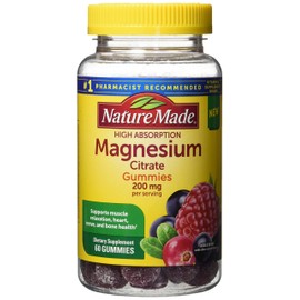 Nature Made High Absorption Magnesium Citrate 200mg Gummies, 60 Count, Mixed Berry, 60 Count (Pack of 12)