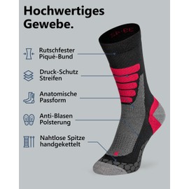 Hiking Socks 2/4/6 Pairs Outdoor Trekking Anti-Bubble Padding Women & Men, 2 Pairs (Multi-Grey)