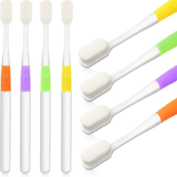 Soft Toothbrush Micro Nano Toothbrush Extra Soft Bristles Manual Toothbrush with 20,000 Bristles for Fragile Gums Adults Children (Smooth) Pack of 4