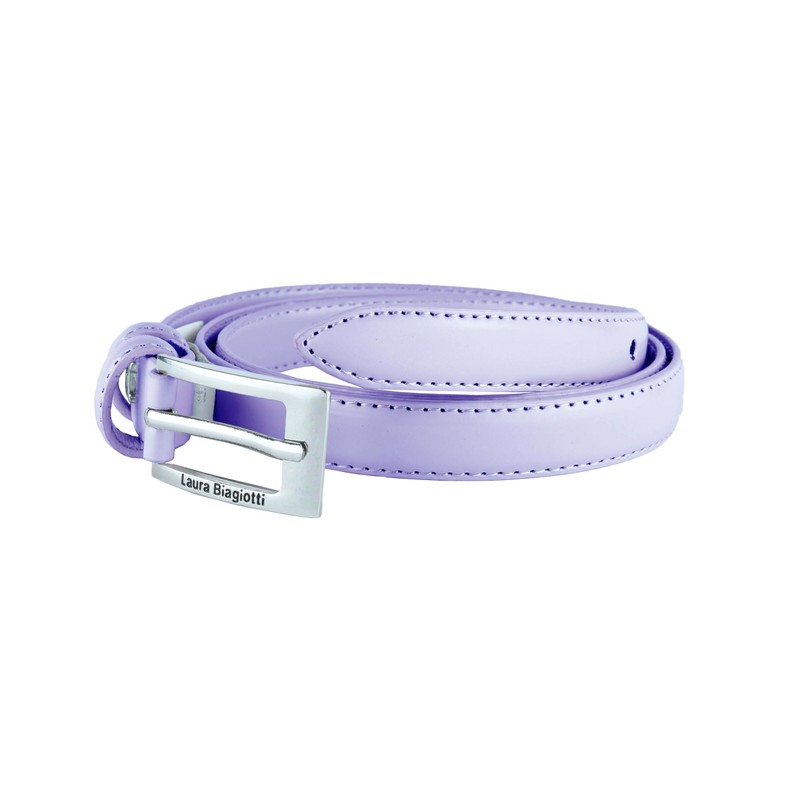 Biagiotti Women's Genuine Leather Thin Belt with Box, Violet 2