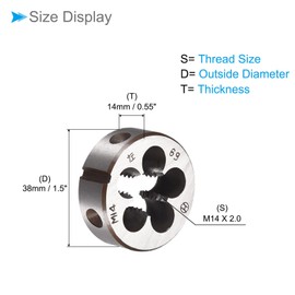 CoCud Metric Adjustable Round Dice M14 X 2.0 Alloy Steel Left Hand Thread Dice - (Application: For Machining Metal Plastic External Threading)