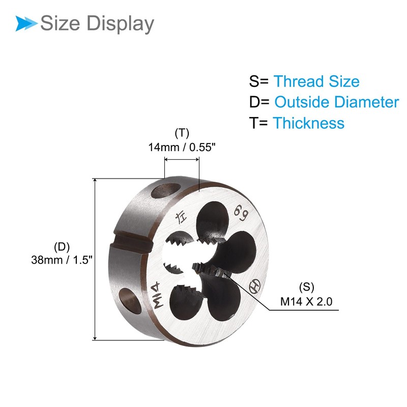 CoCud Metric Adjustable Round Dice M14 X 2.0 Alloy Steel
