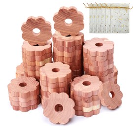 Homode Cedar Chips for Closets and Drawers, 72 Pcs Cedar Rings for Clothes Storage, Cedar Blocks Scented Cedar Wood Flowers for Fresh Scent Closet Freshener