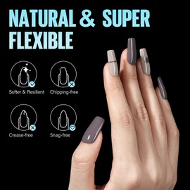 TOMICCA Medium Square Nail Tips Half Matte Acrylic Fake Nails 240Pcs Long Full Cover False Nails Clear Gel Tips 12 Sizes for Nail Extension Home DIY Salon