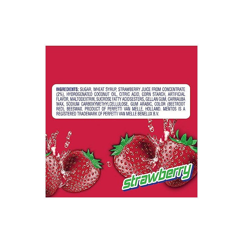 Mentos Pure Fresh Sugar-Free Chewing Gum with Xylitol, Strawberry, 50