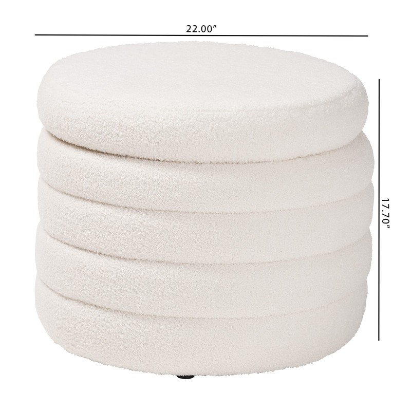 Baxton Studio Tabitha Ottoman, One Size, Ivory