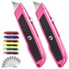 Jetmore Box Cutter, 2 Pack Pink Utility Knife, Durable Razor