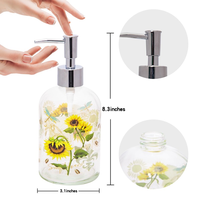 Topadorn 17 Oz Glass Soap Dispenser with Rust Proof Stainless