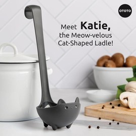 NEW!! Katie Cat Soup Ladle by OTOTO - Black Cat, Cooking Gifts, Gifts for Cat Lovers - Cat Gift, Cute Kitchen Accessories, Funny Kitchen Gadgets, Fun Gifts, Gravy Ladle (Katie Cat, Black)
