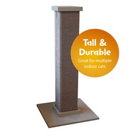 SmartCat Ultimate Scratching Post – Gray, Large 32 Inch Tower - Sisal Fiber, Simple Design - For All Cats