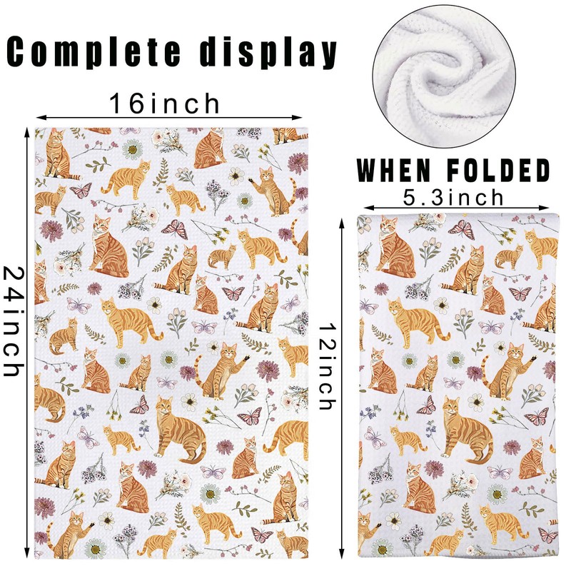 MYSOMY Orange Tabby Cat Kitchen Towels Orange Tabby Cat Gift