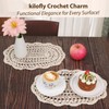 kilofly Crochet Cotton Lace Placemats Doilies 4pc, Oval, Beige, 7.8