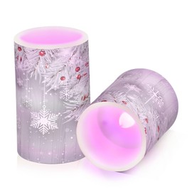 ALAZA Silver Christmas Tree Snowflake Flickering Flameless Candles Battery Operated with Remote Timer,Tea Light Candles LED Pillar Votive Candles Set of 2 for Outdoor Indoor Decorations