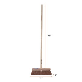 Superio Kitchen and Home Horsehair Broom With Wood Handle, Fine Premium Bristles - Heavy Duty Household Broom Easy Swiping Dust And Wisp Floors And Corners , 12" sweeping head