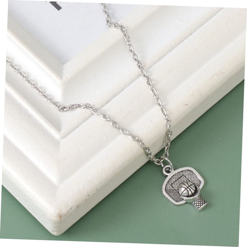 LIFKOME 3pcs Basketball Pendant Necklace Chain Silver Chain Men Necklace