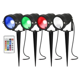 AHSELLUS LED Low Voltage Landscape Lights Color Changing Landscape Lighting Outdoor RGB 5W 12V IP66 Waterproof Spotlight Remote Control for Garden Pathway Christmas Decorative Lighting (4 Pack)