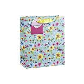 Spring Flowers Mothers Day Easter Summer Bees Birthday Occasions Gift Bag with Gift Tag Medium Size