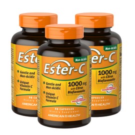 American Health American Health Ester-C 1000 mg with Citrus Bioflavonoids - 90 Capsules (Pack of 3) - 24-Hour Immune Support - Non-GMO, Gluten Free - 270 Total Servings