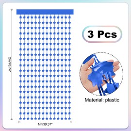 PATIKIL 3 Pack Party Backdrop Decoration, 1mx2m Star Tinsel Streamer Foil Fringe Curtain Streamers for Parties Backdrop Decoration Christmas Wedding Birthday Photo Booth,Blue