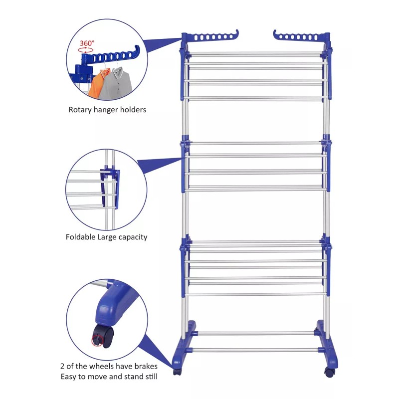 CL Tendedero Plegable De Ropa Retractil Reforzado Para Interior