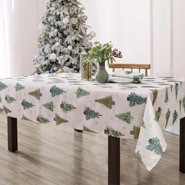 Elrene Home Fashions Lucina Twinkle Trees Holiday/Christmas Wrinkle Resistant Sparkle Lurex Fabric Rectangle Dining Tablecloth, 60"x84"