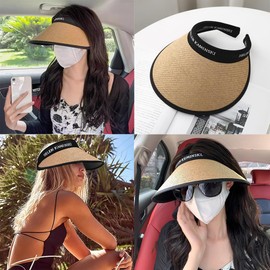 KUMSODE Damen Sonnenhut UV-Schutz Strohhut UPF 50+ Sommerhut Packbar Faltbar Strandhut Visor Cap