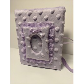 Lavender Minky Fabric Photo Album for baby girl or baby boy- Holds 100 4x6 Photos - Personalize