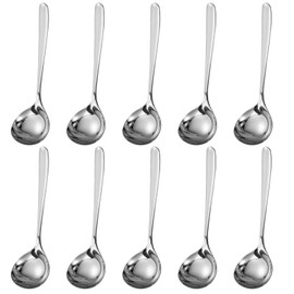 JIEYAO 10 Pack 304 Stainless Steel Ladles, Small Sauce Ladles 8 Inch Silver Serving Gravy Spoon for Serving 1oz Capacity