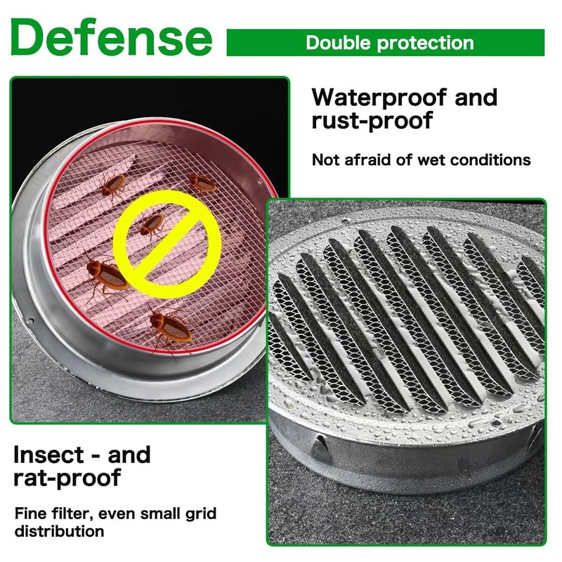 10"Inch Stainless Steel Universal Round Louvered Vent Cover with Built-in