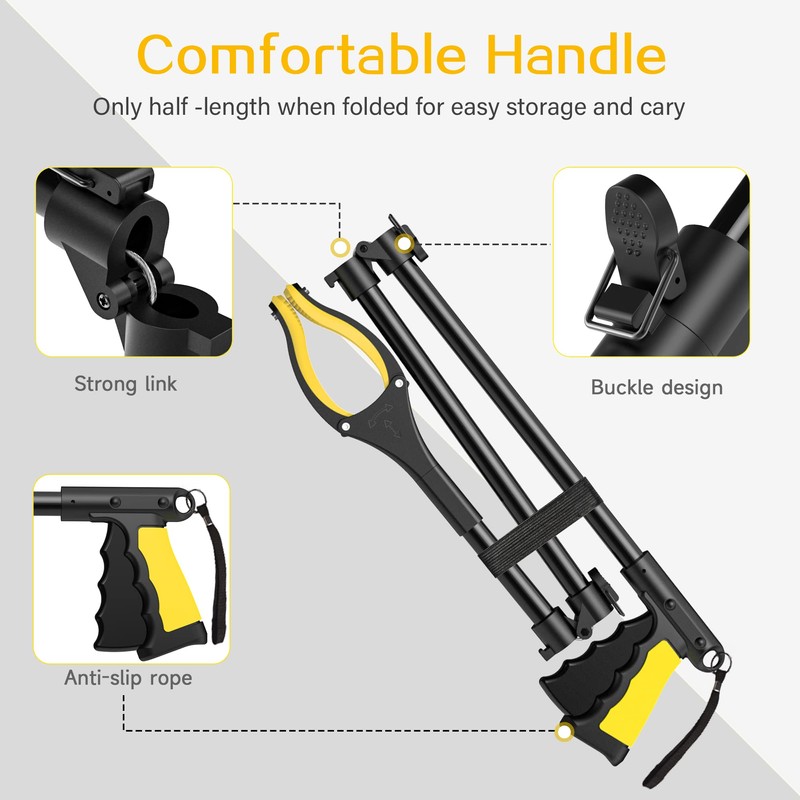 44 Inch Extra Long Grabber Reacher Tool，Foldable Trash Pick Up