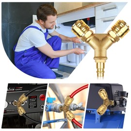Airline Hose Connectors, 1/4" BSP 3 Way Air Compressor Fittings, Y Connector Splitter Male/Female Thread Quick Release Coupler, Quick Coupling Distributor for Air Lines Compressors & Tools