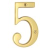 ZW Hardware A100 4 Inch Bright Brass House Number 5